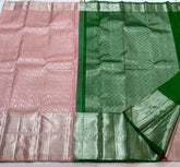 PEACH / GREEN KANCHI SAREE